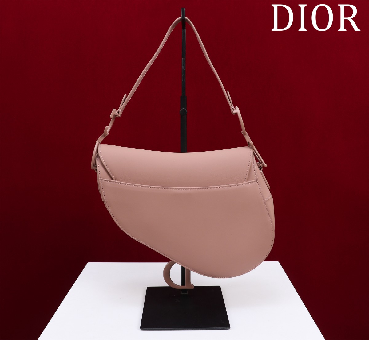 Saddle Bag with Strap Pink Ultramatte Calfskin